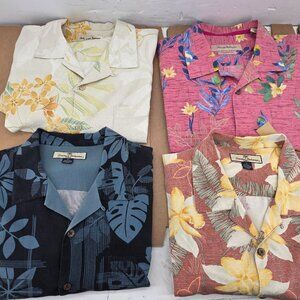 4 of Tommy Bahama Shirt Mens XL Floral Silk Hawaiian Camp All Over Print FLAWS